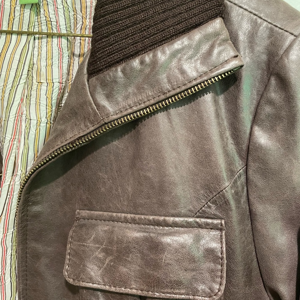 Women’s John Carlisle Essentials Leather Bomber Jack - Brown - Size M - Picture 3 of 3